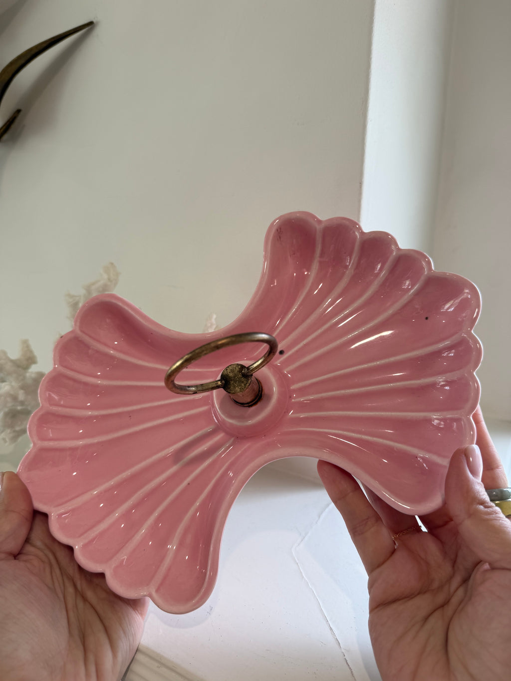 Vintage 1957 Miramar of California Pink Shell Relish Tray