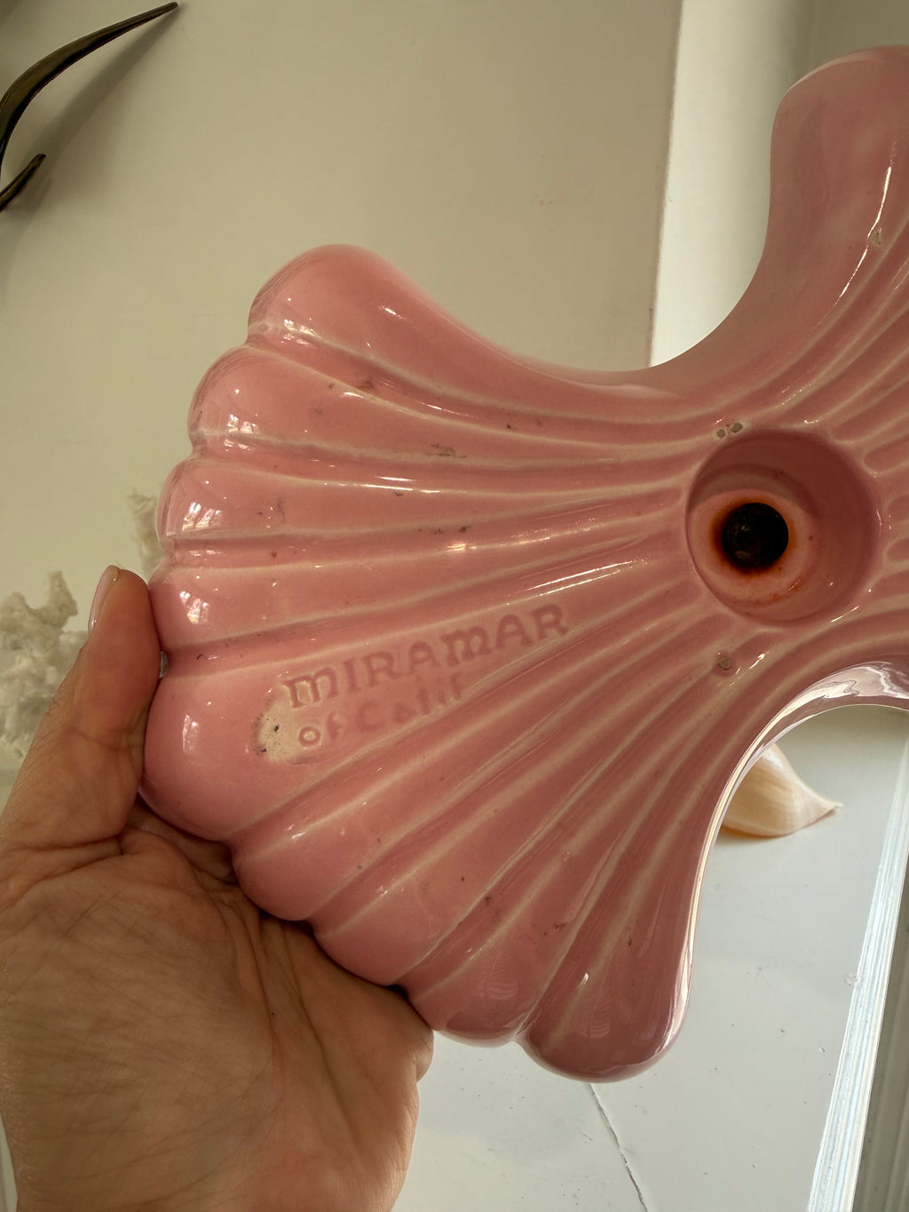 Vintage 1957 Miramar of California Pink Shell Relish Tray