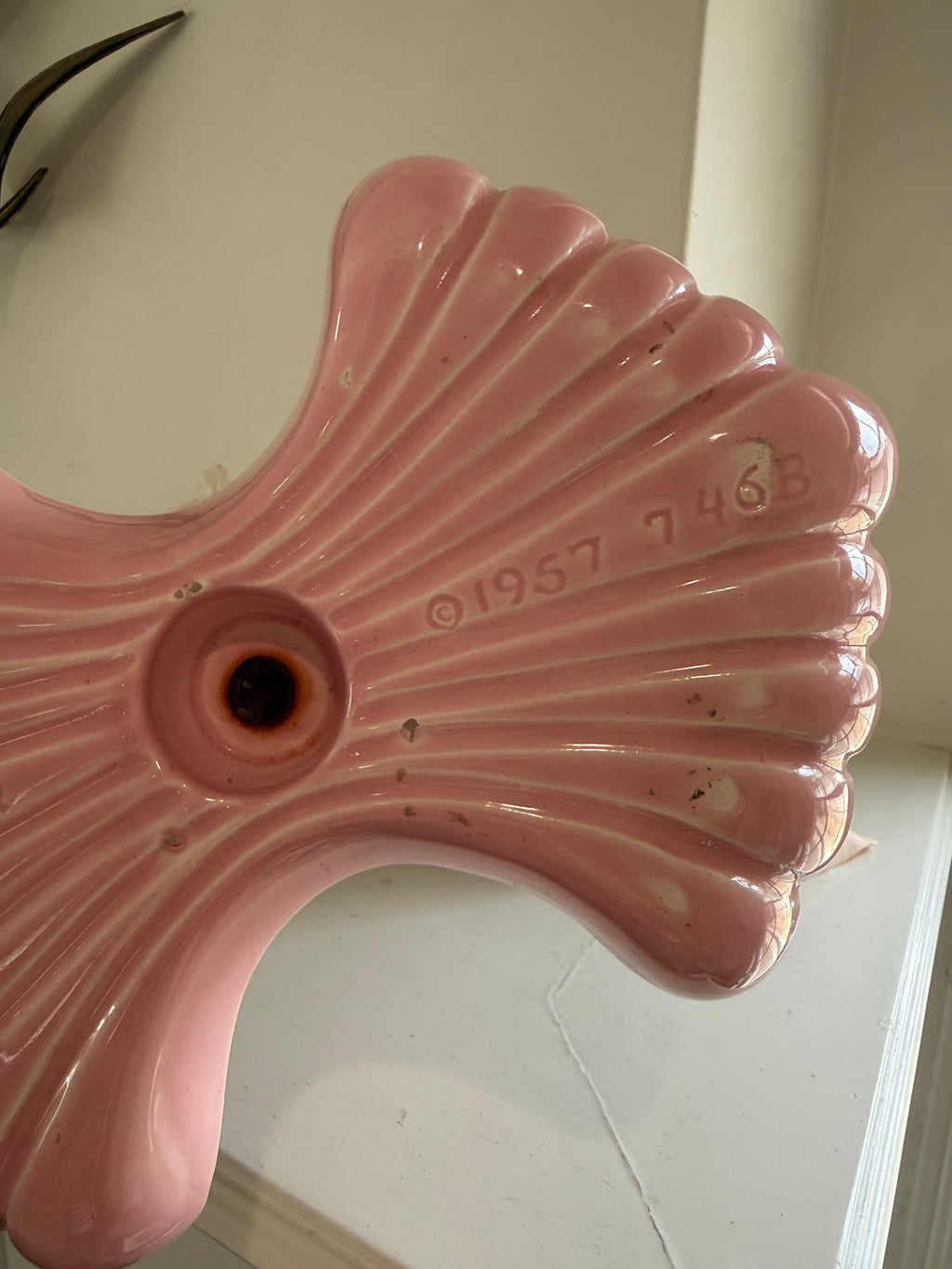 Vintage 1957 Miramar of California Pink Shell Relish Tray