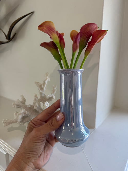 Antique H&C Selb Bavaria Iridescent Blue Porcelain Vase