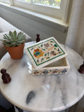 Vintage Indian Marble Inlay Jewelry Box with Mother-of-Pearl Floral Design
