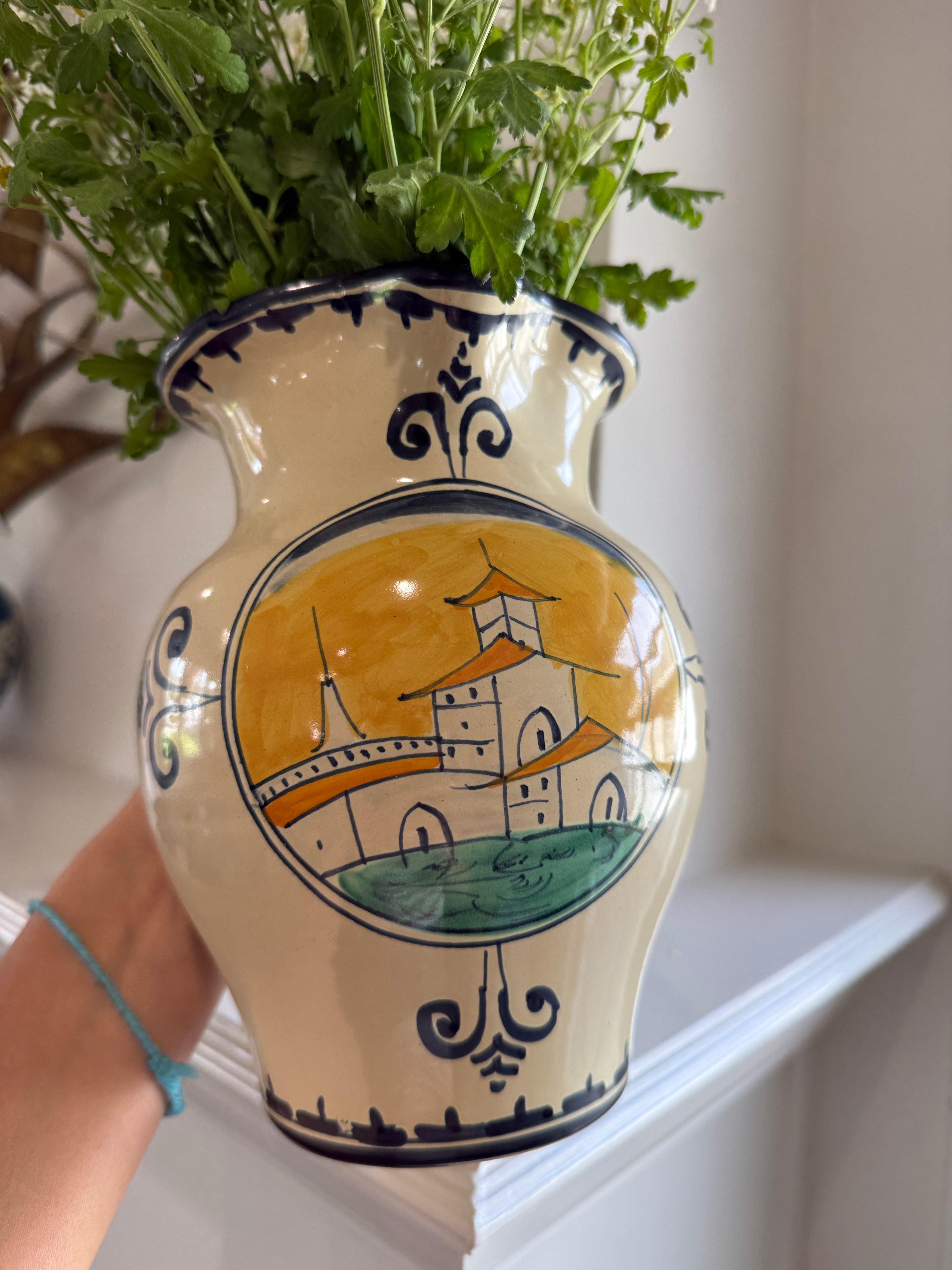 Vintage Corso dei Fiori “Casolare” Hand-Painted Italian Pitcher, c. 1980s