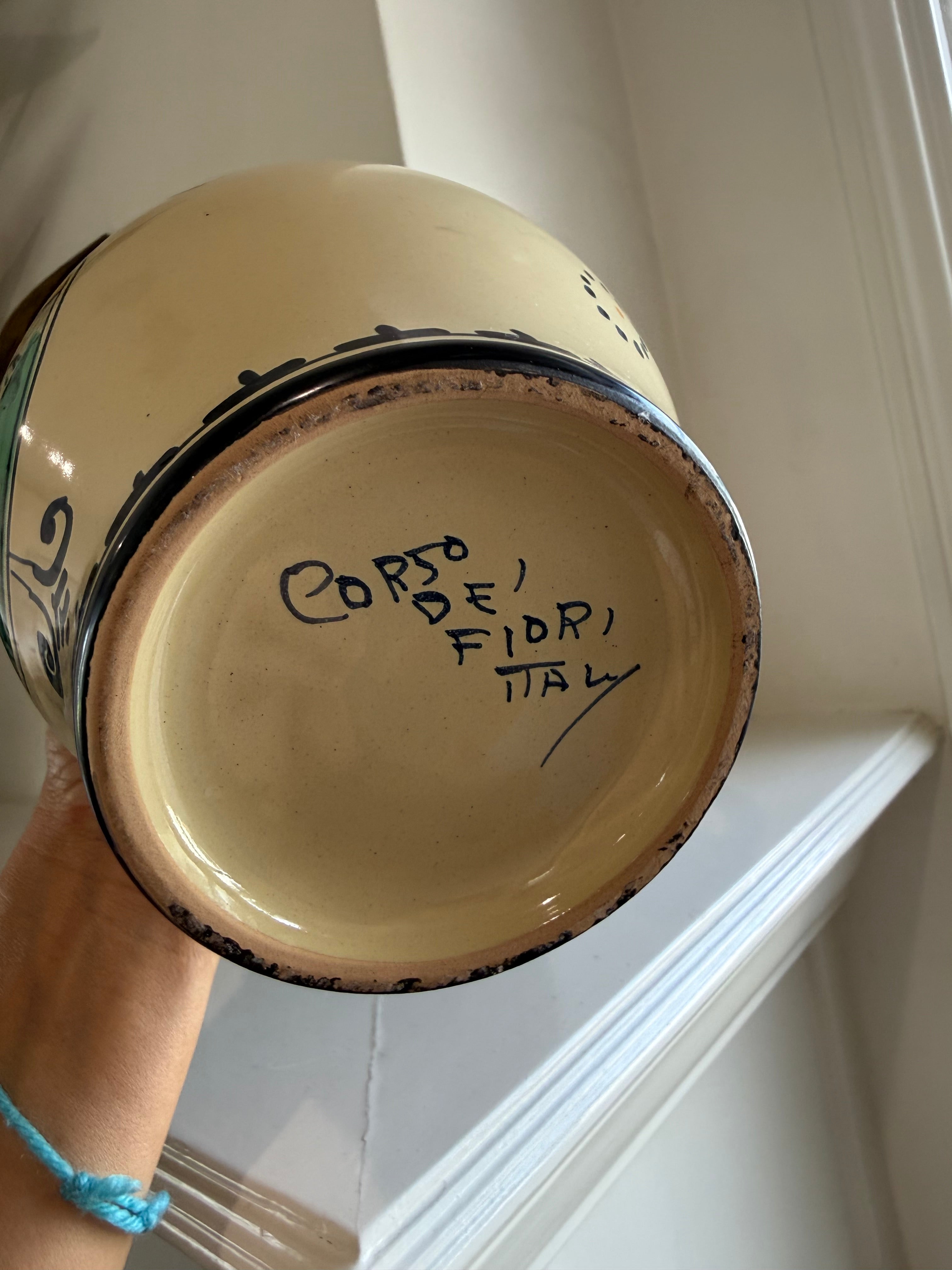 Vintage Corso dei Fiori “Casolare” Hand-Painted Italian Pitcher, c. 1980s