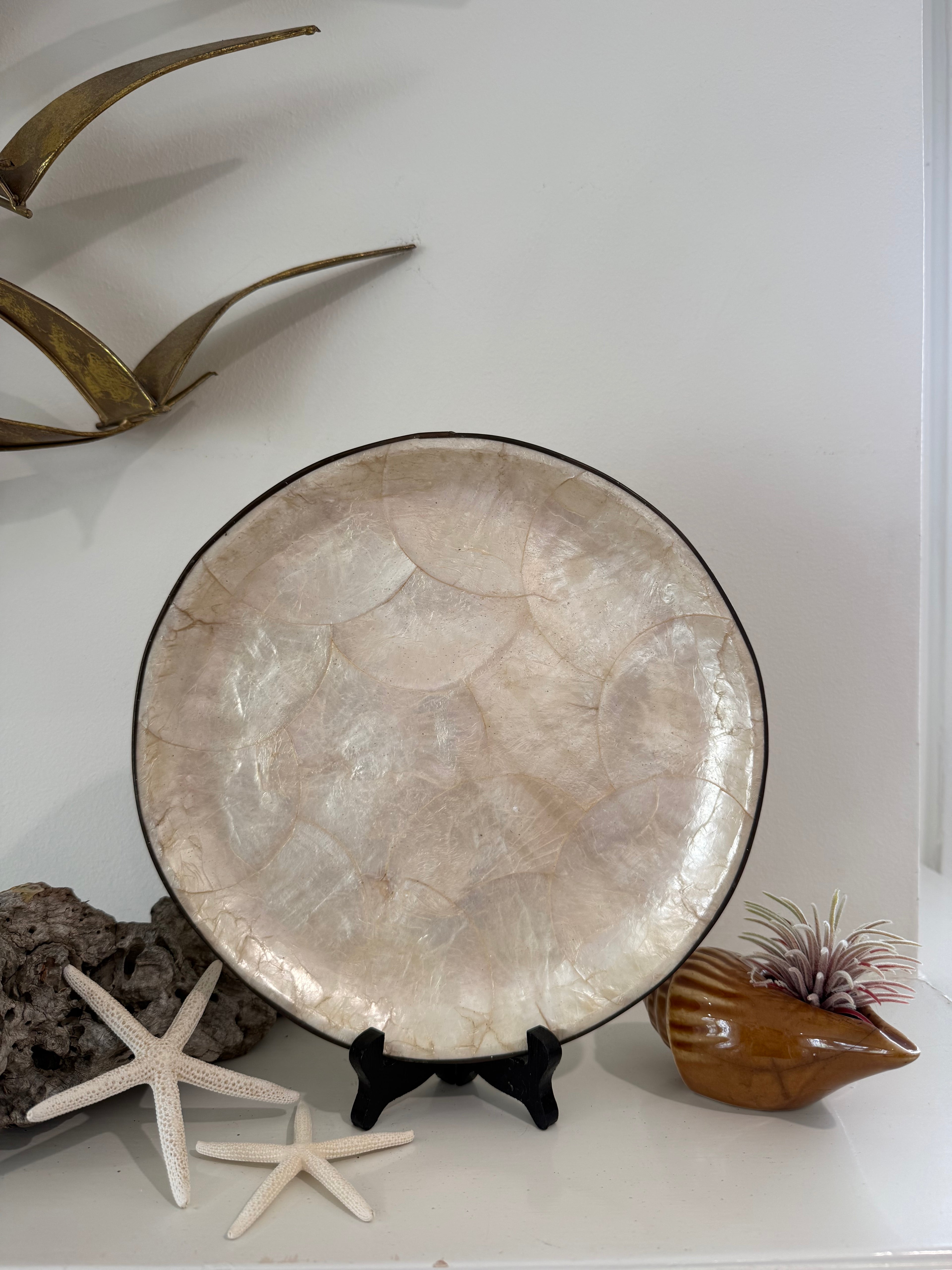 Vintage Capiz Shell Decorative Plate