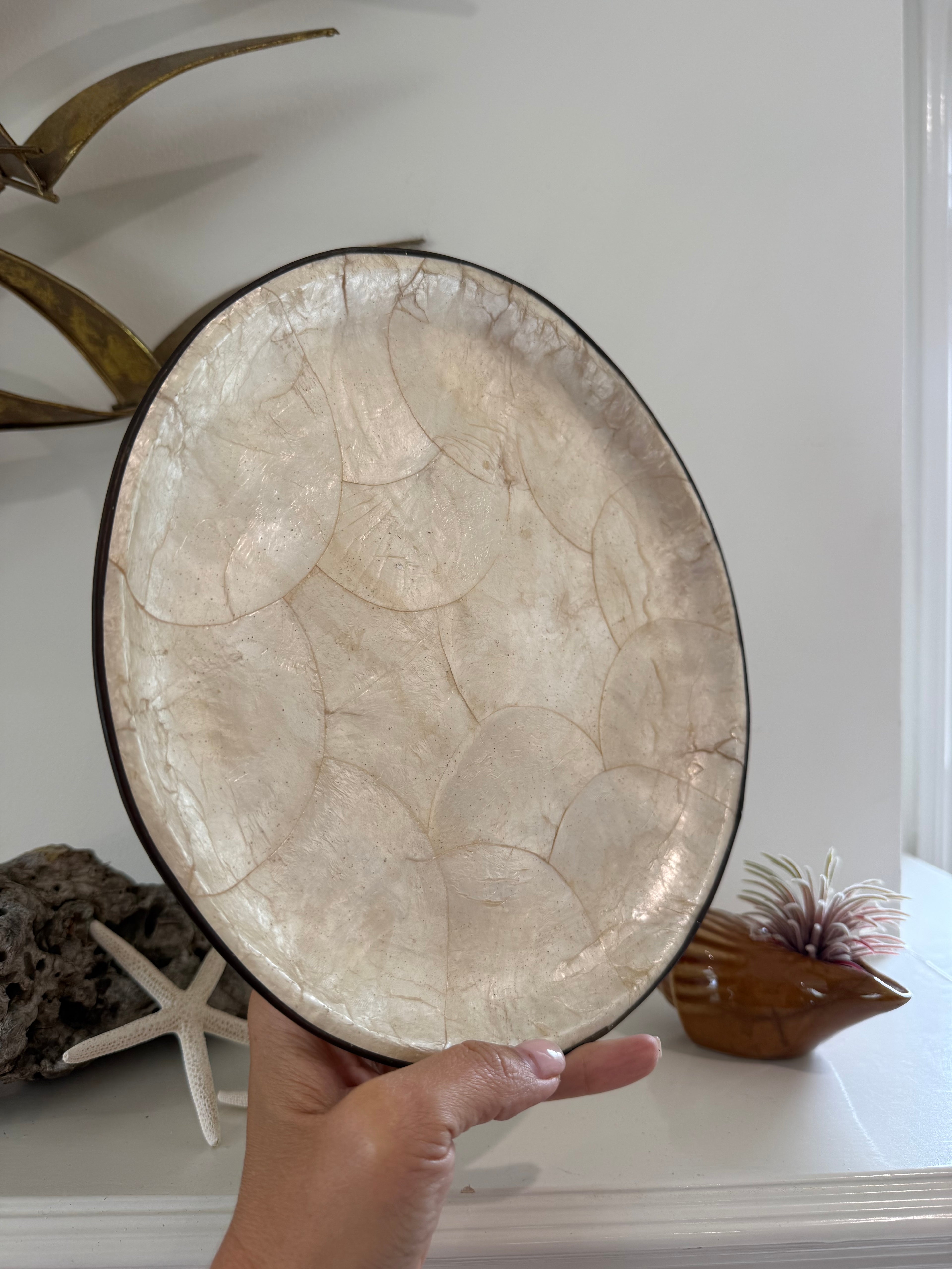 Vintage Capiz Shell Decorative Plate