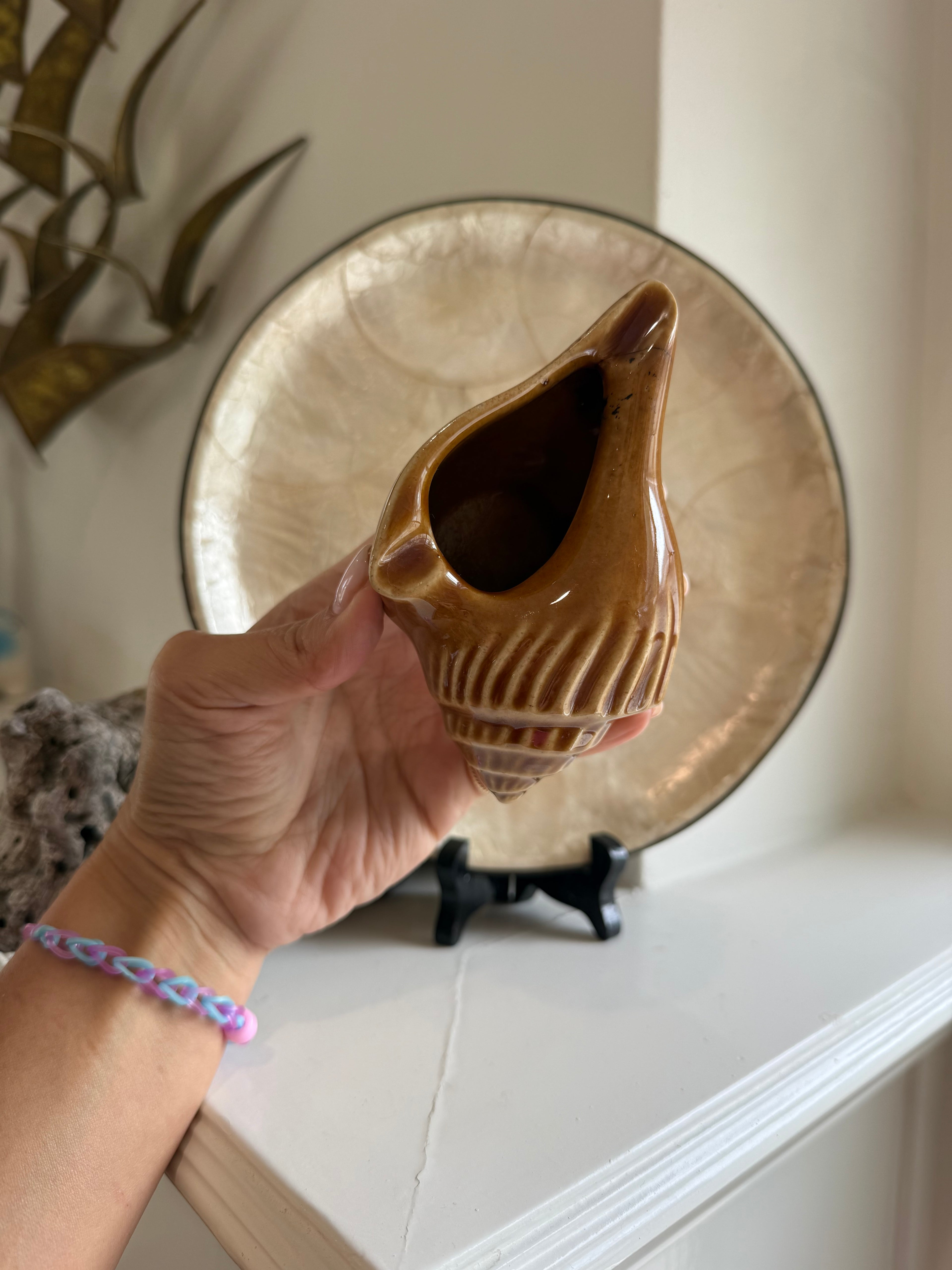 Vintage Ceramic Seashell Bud Vase