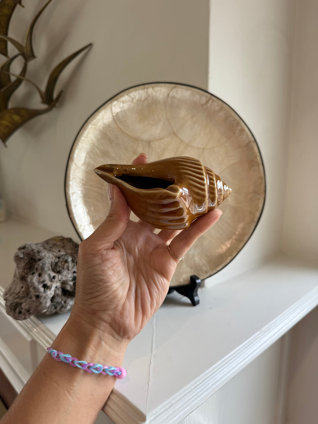 Vintage Ceramic Seashell Bud Vase