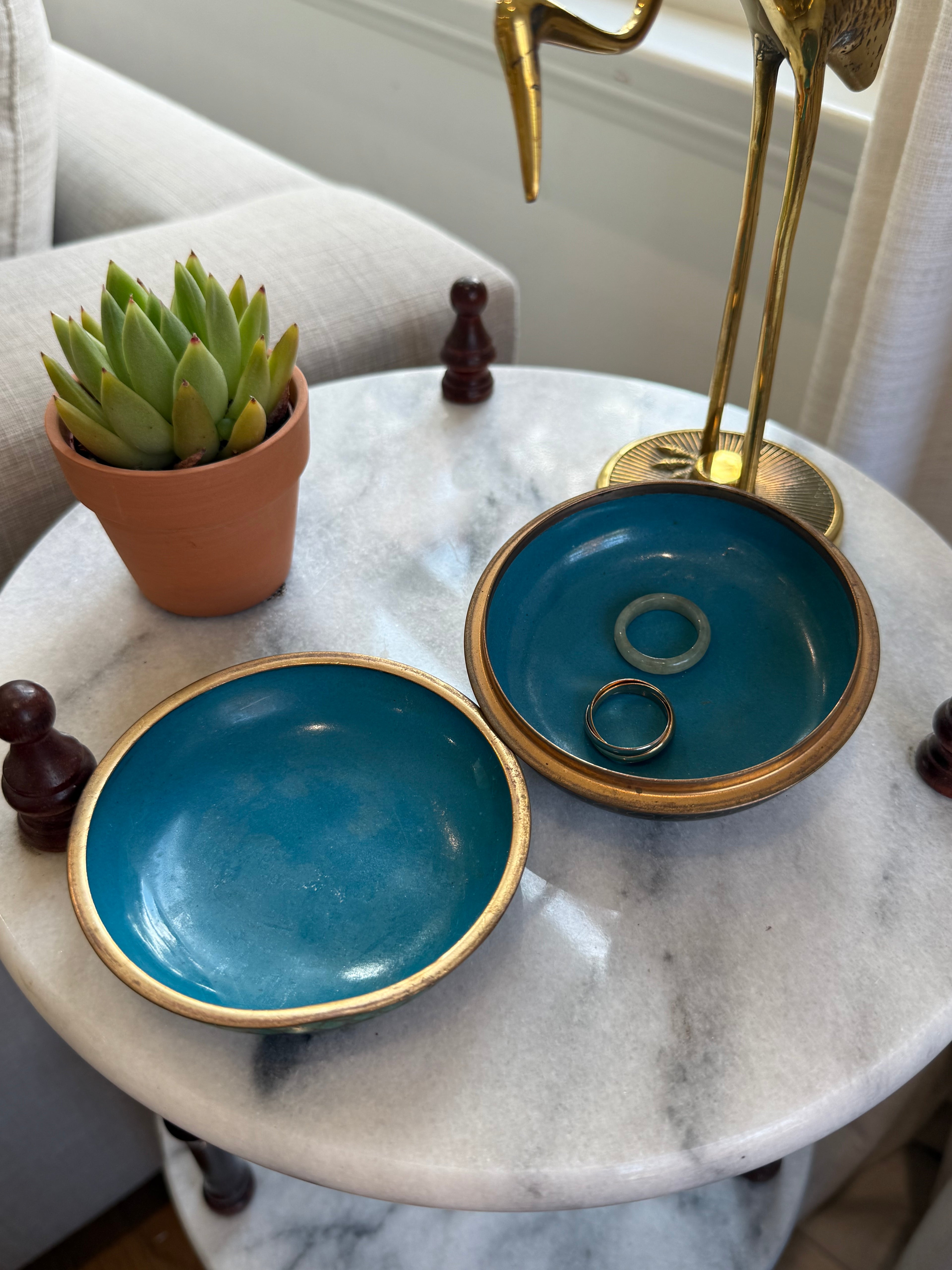 Vintage Floral Cloisonné Enamel Bowl