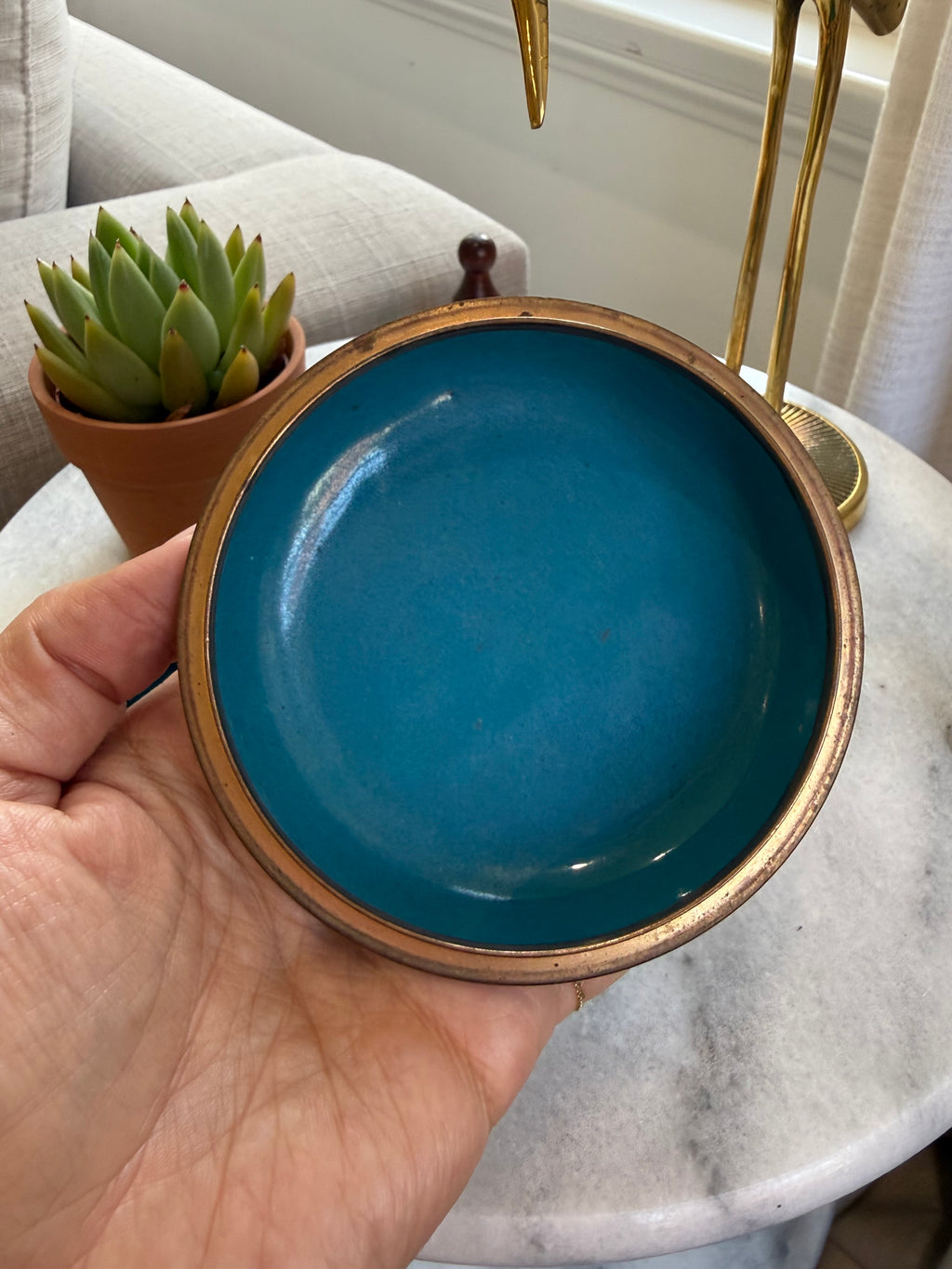 Vintage Floral Cloisonné Enamel Bowl