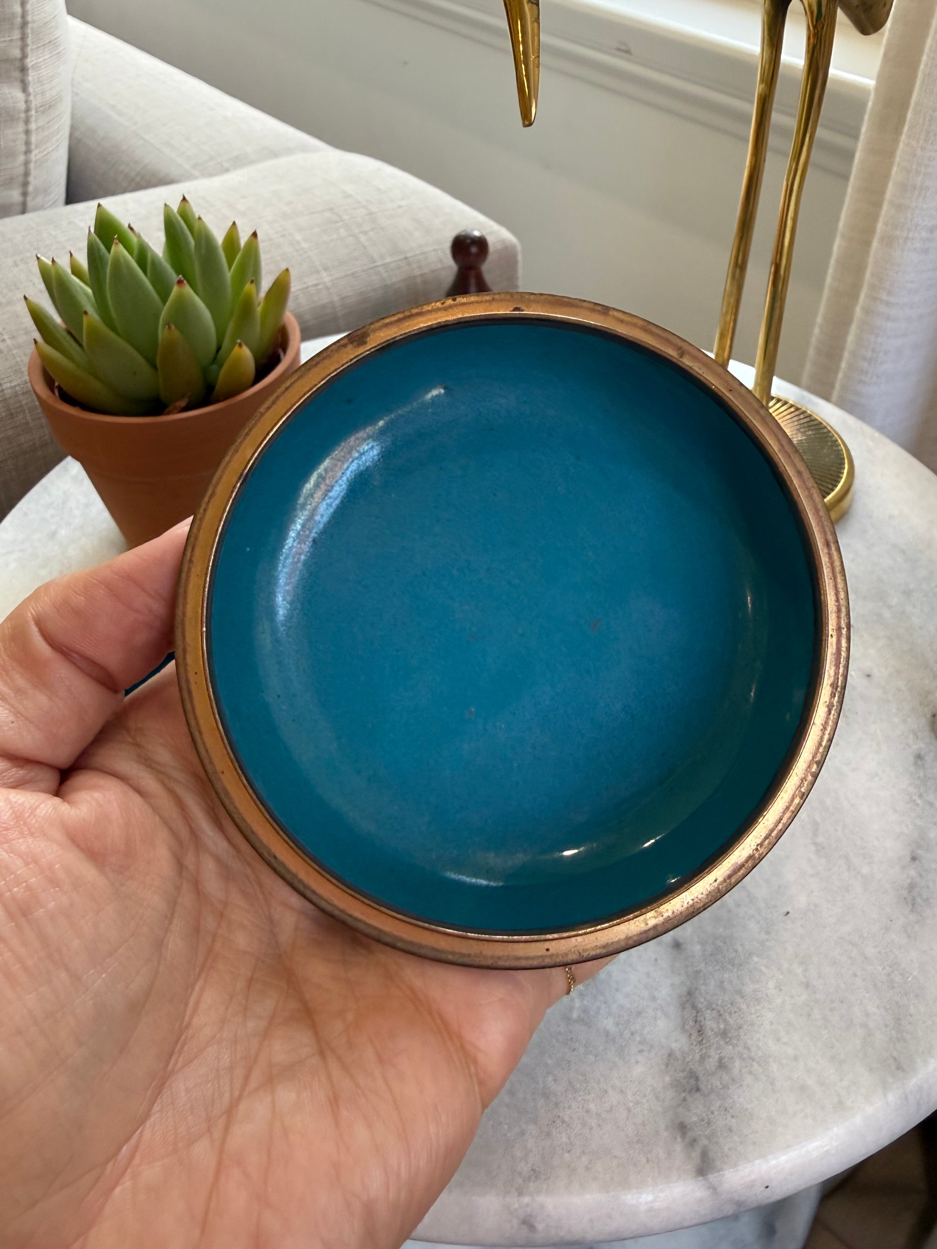 Vintage Floral Cloisonné Enamel Bowl