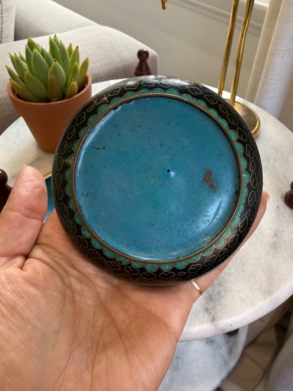 Vintage Floral Cloisonné Enamel Bowl