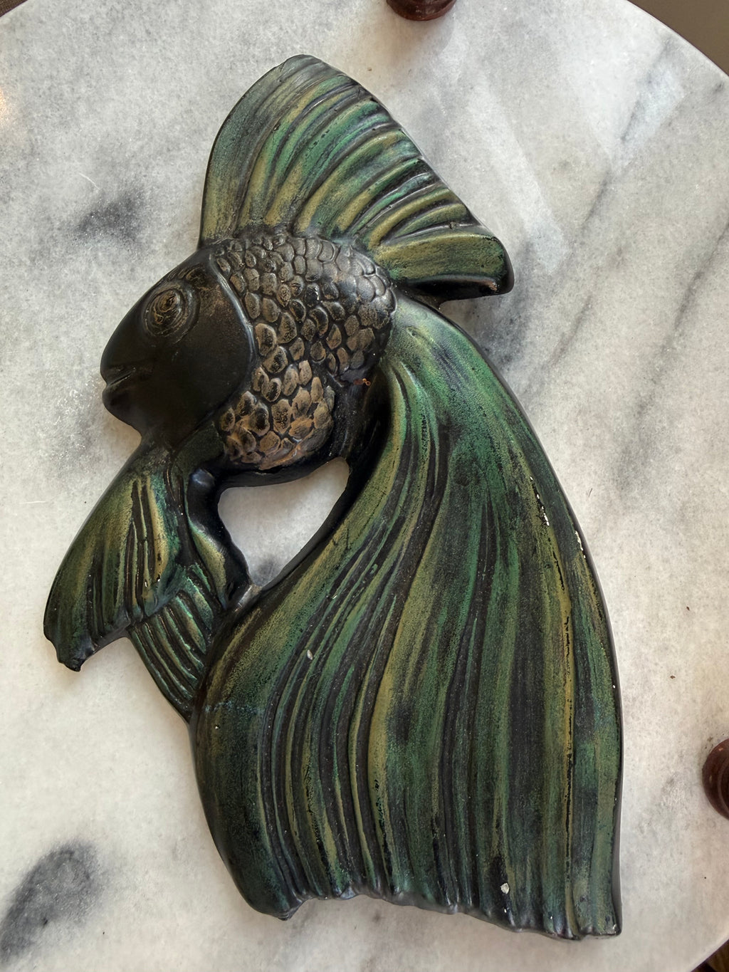 Vintage 1950s Miller Studio “Mr. and Mrs. Fish” Chalkware Wall Plaque