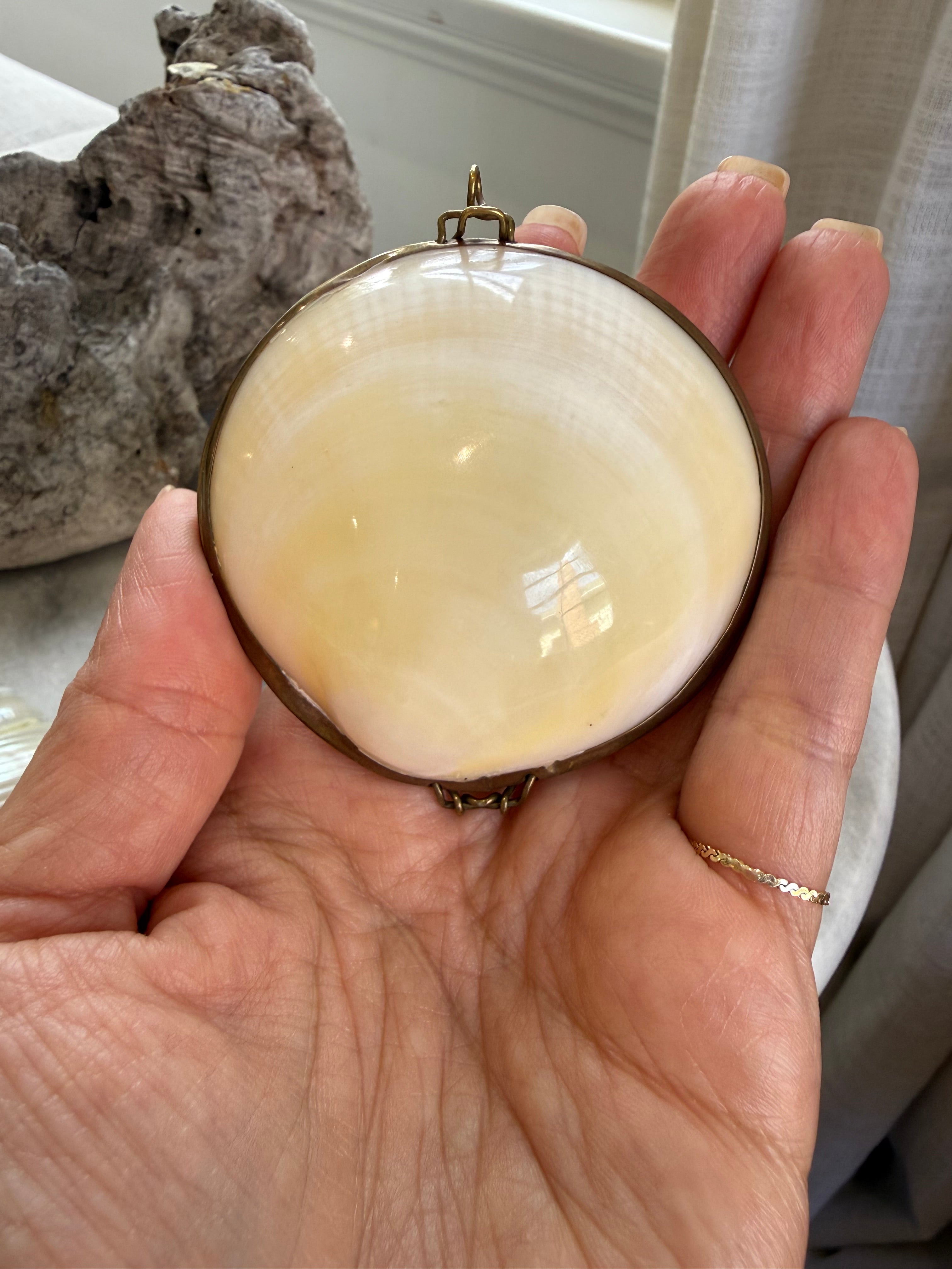 Vintage Natural Shell & Brass Trinket Box