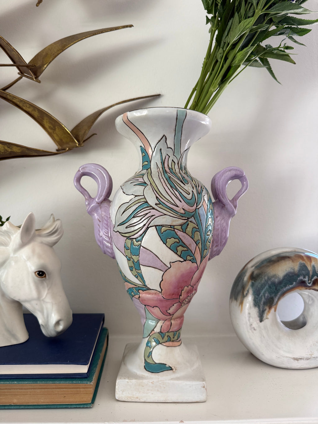 Vintage Hand-Painted Macao Porcelain Amphora Vase