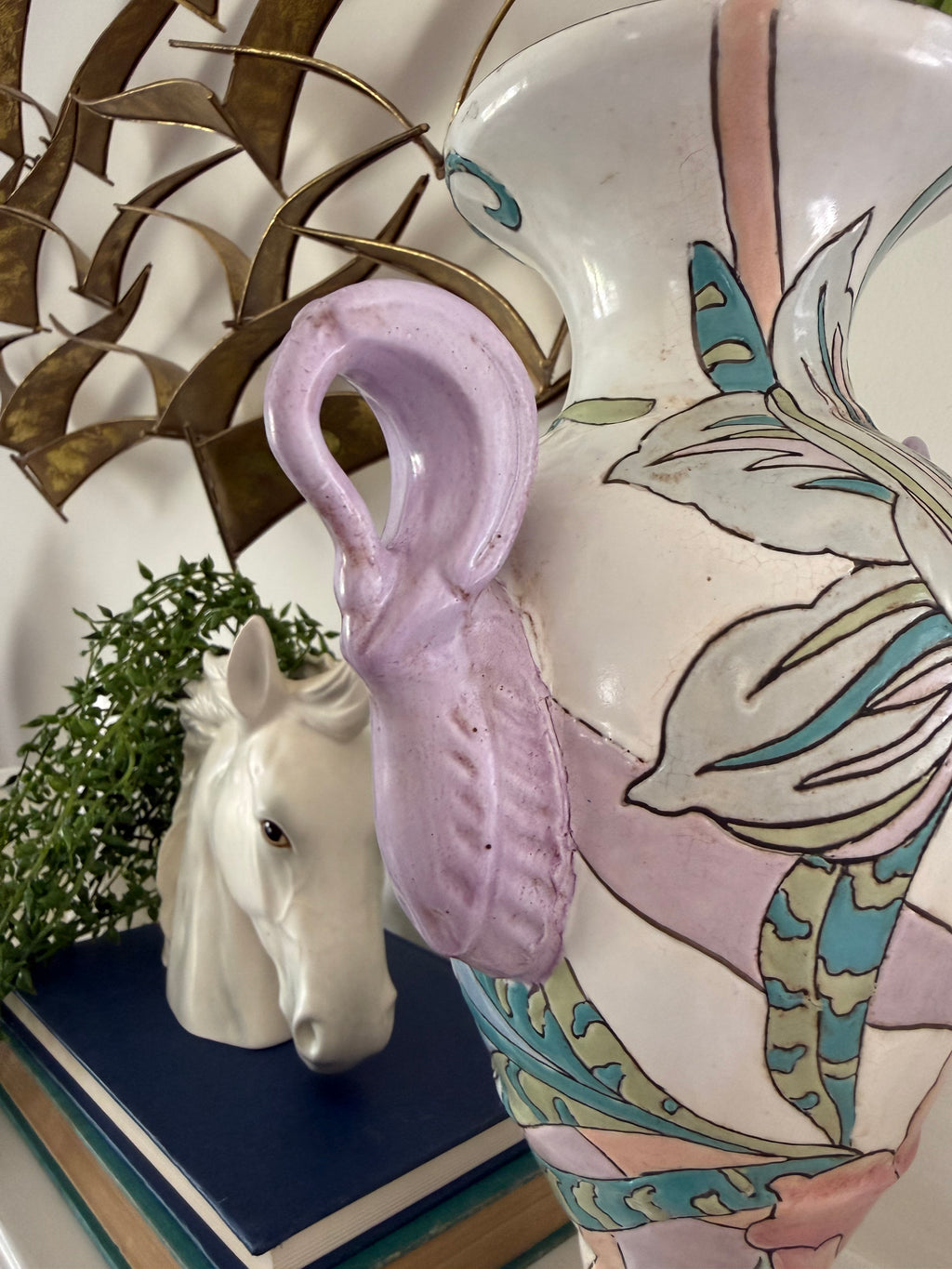 Vintage Hand-Painted Macao Porcelain Amphora Vase