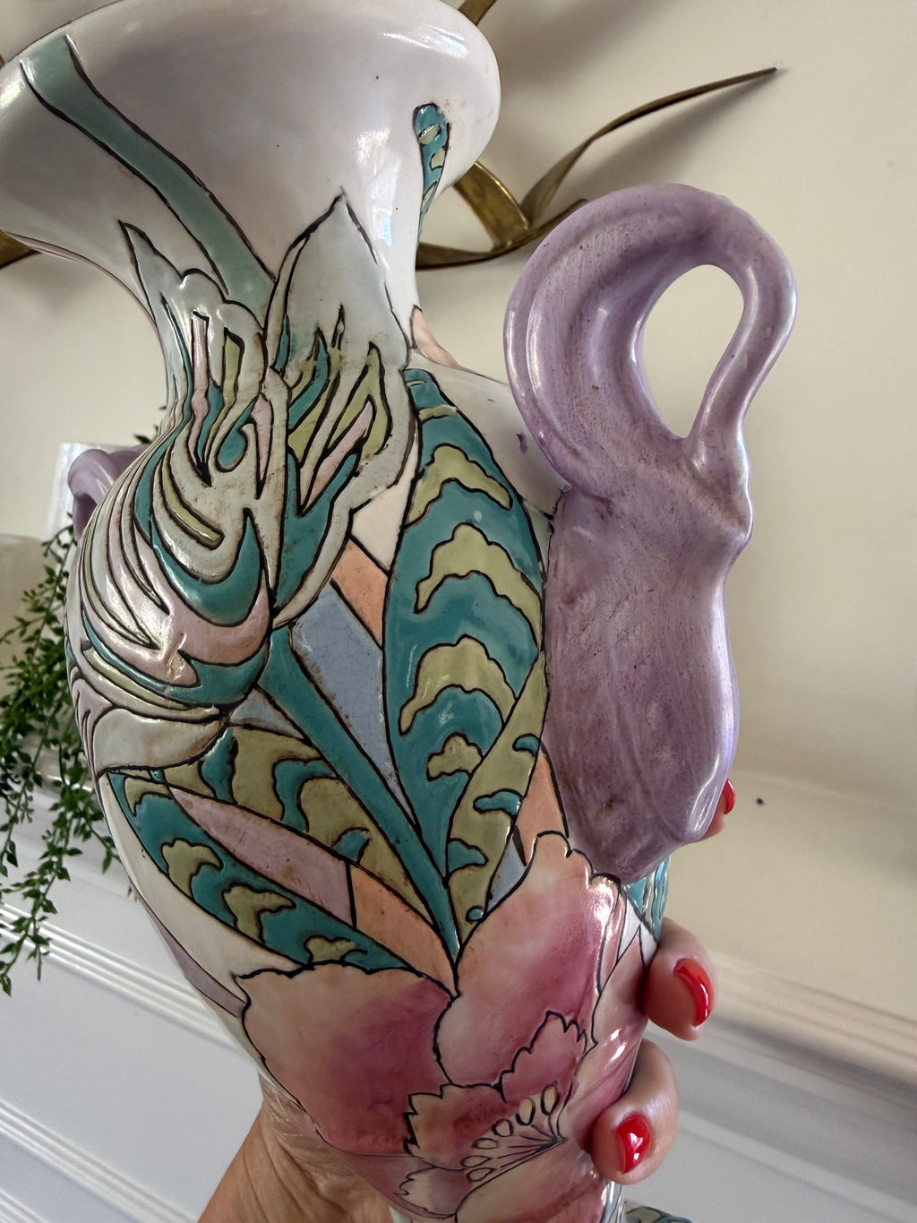 Vintage Hand-Painted Macao Porcelain Amphora Vase