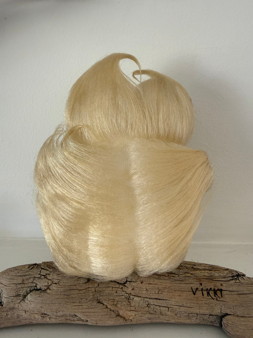 Vintage Signed Vikki MCM Woolly Owl on Driftwood 1970's
