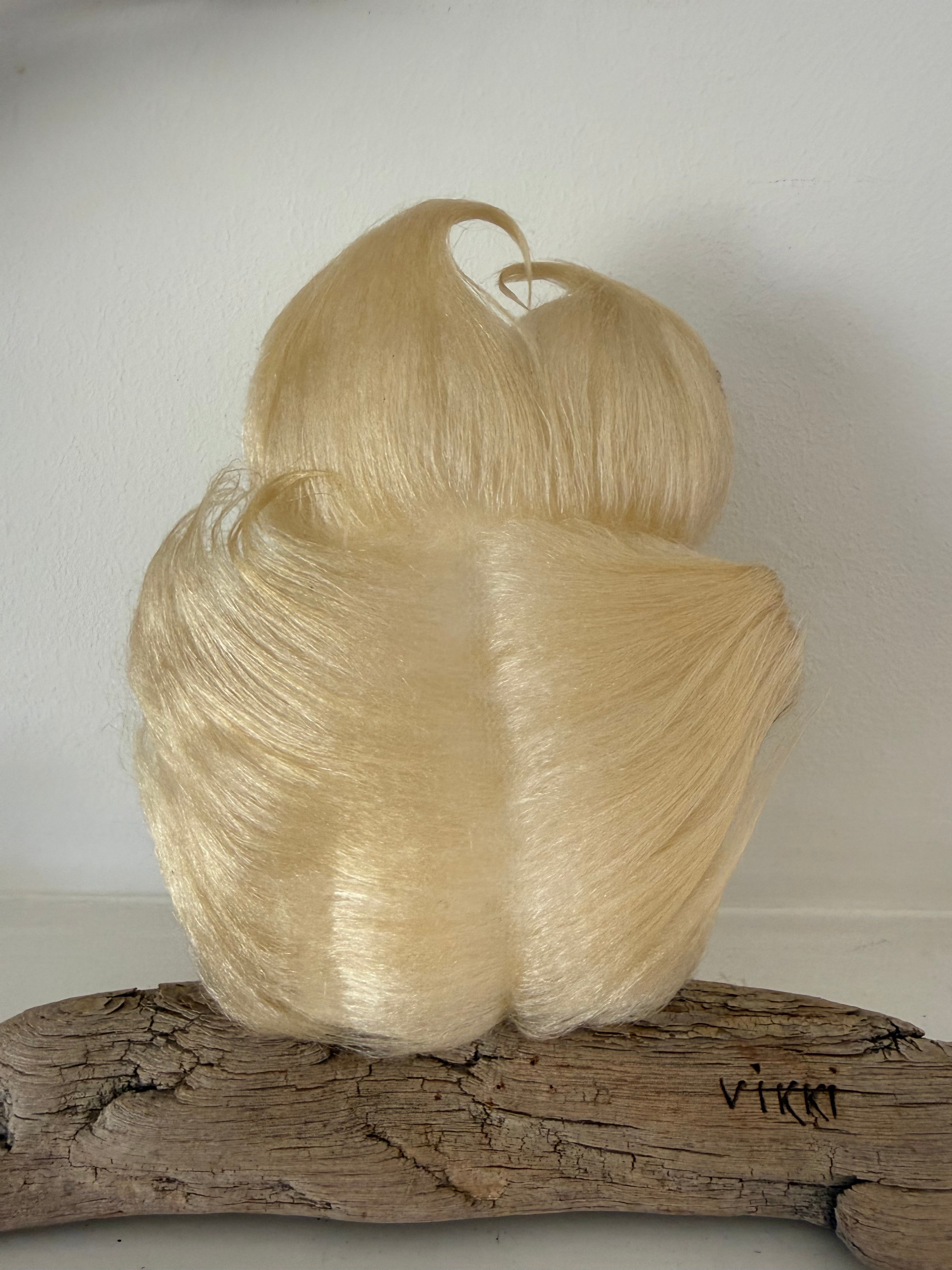 Vintage Signed Vikki MCM Woolly Owl on Driftwood 1970's