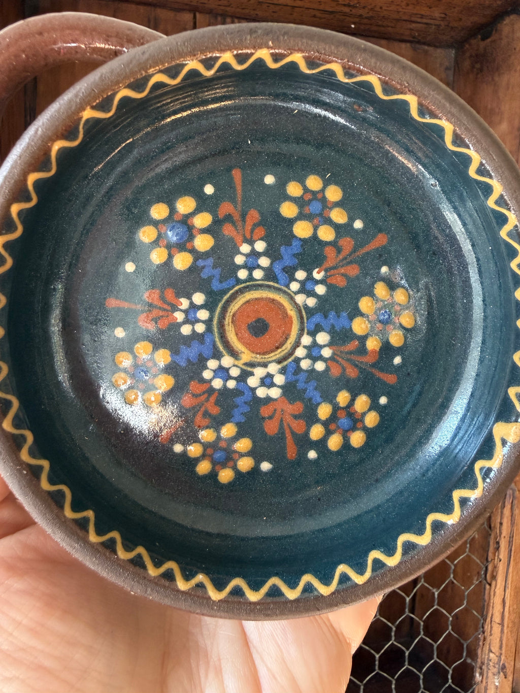 Vintage Hungarian Folk Art Pottery Bowls, Set of Two