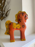 Vintage Russian Hand-Painted Birch Wood Horse
