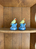 Vintage Japanese Lusterware Bird Flower Frogs, Set of Two
