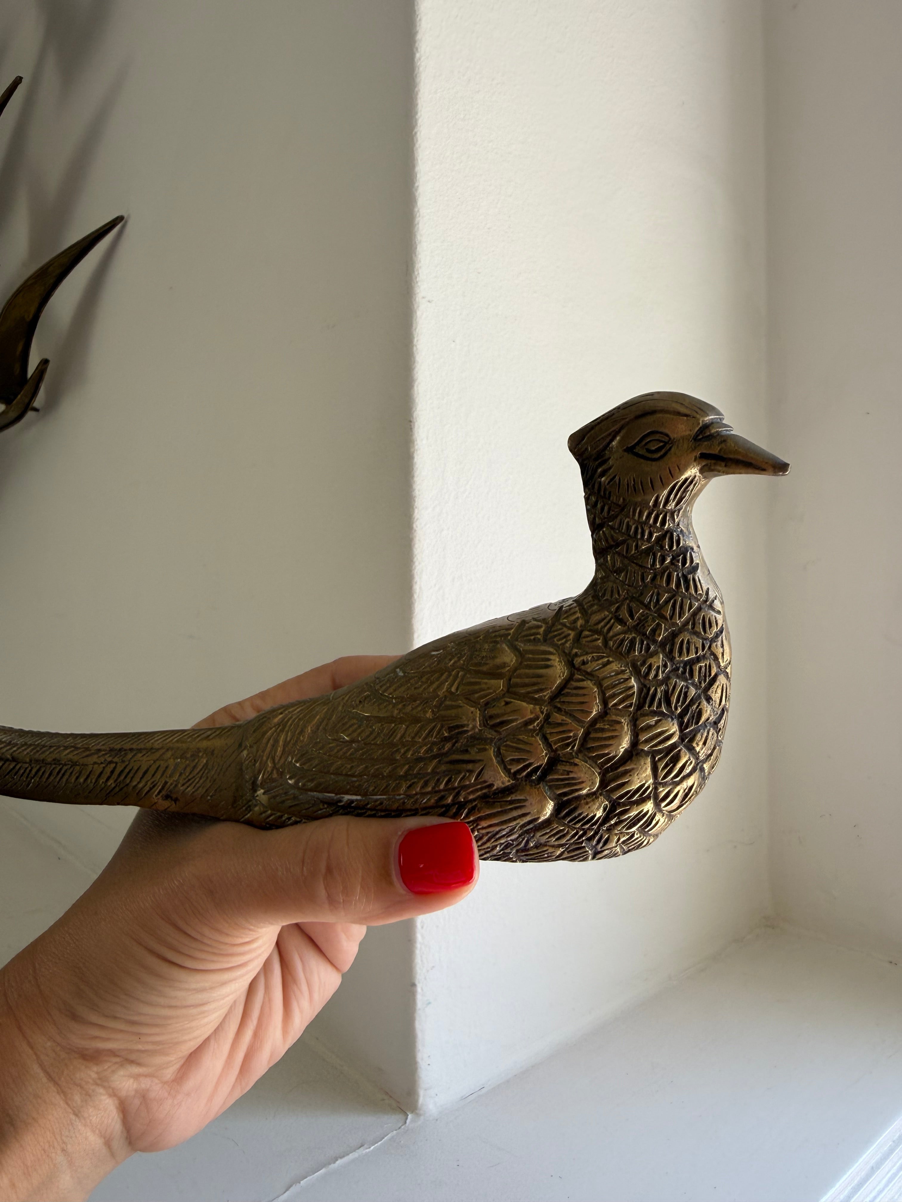 Vintage Mid-Century Solid Brass Pheasant