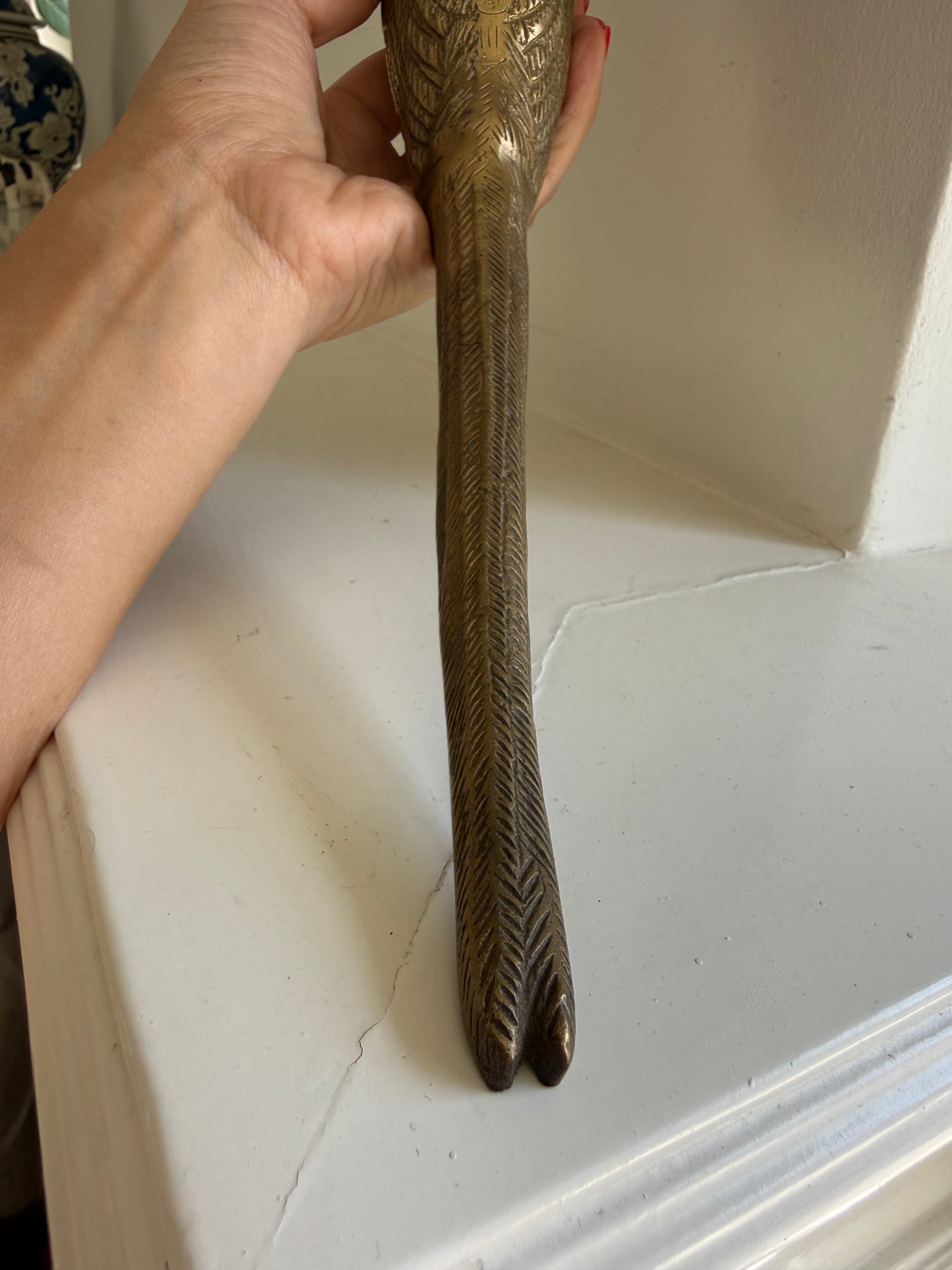 Vintage Mid-Century Solid Brass Pheasant