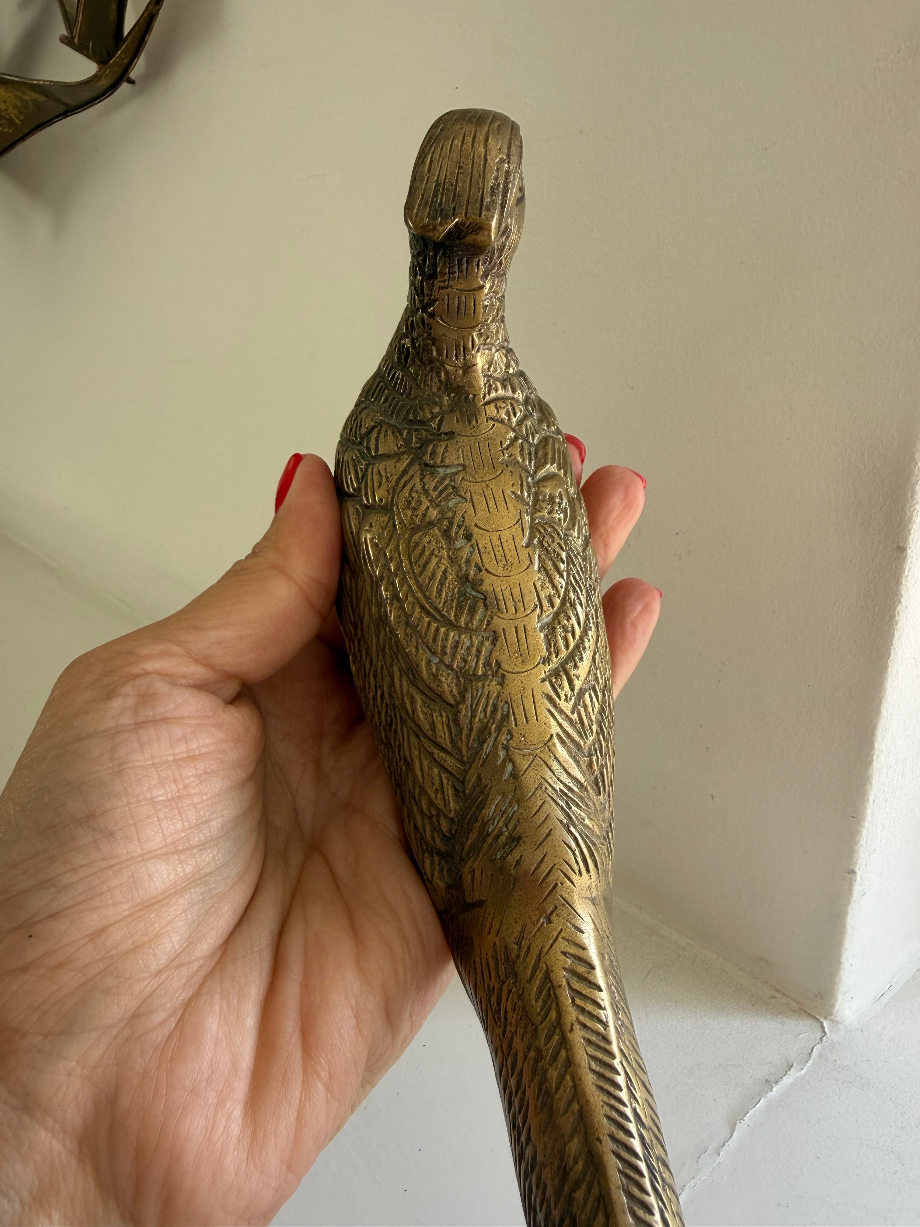 Vintage Mid-Century Solid Brass Pheasant