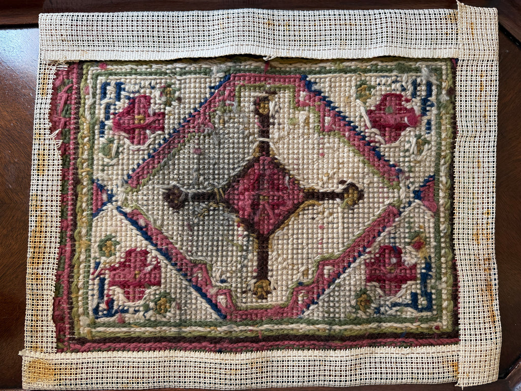 Vintage Handworked Needlepoint Church Kneeler or Cushion Panel