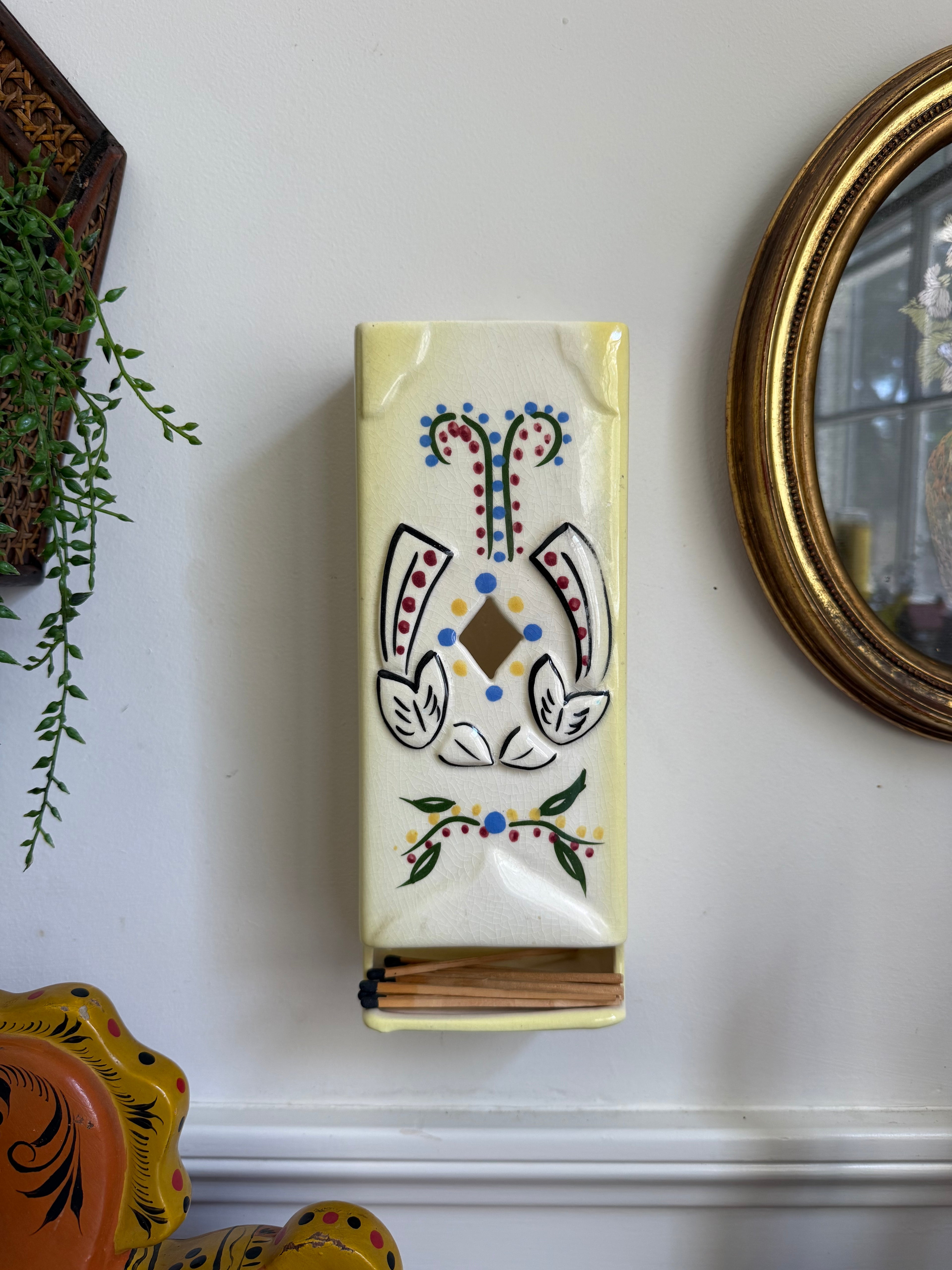 Vintage DeForest of California Pottery Matchbox Dispenser