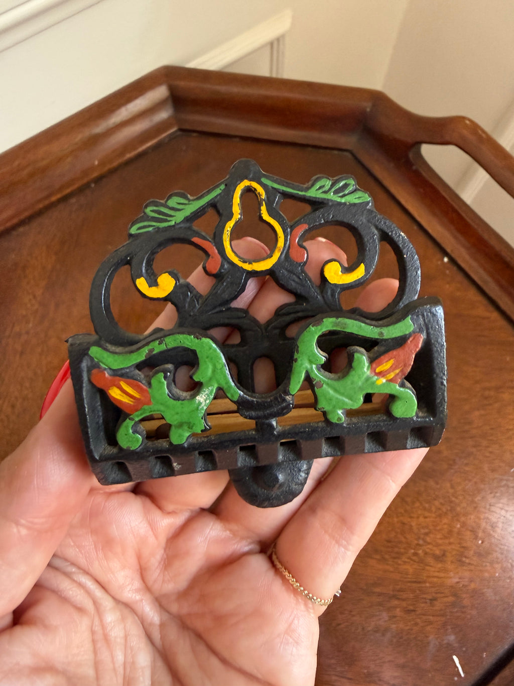 Vintage Wilton Painted Cast Iron Wall-Mount Match Holder