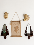 Vintage 1940s Carved Wood Mirror Shelves, Pair